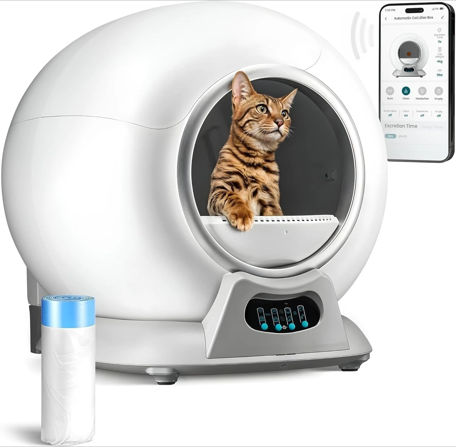 Automatic Self Cleaning Litter Box for Multiple Cats - with Smart App (5GHz Wi-Fi), Triple Odor Control, Quiet Operation