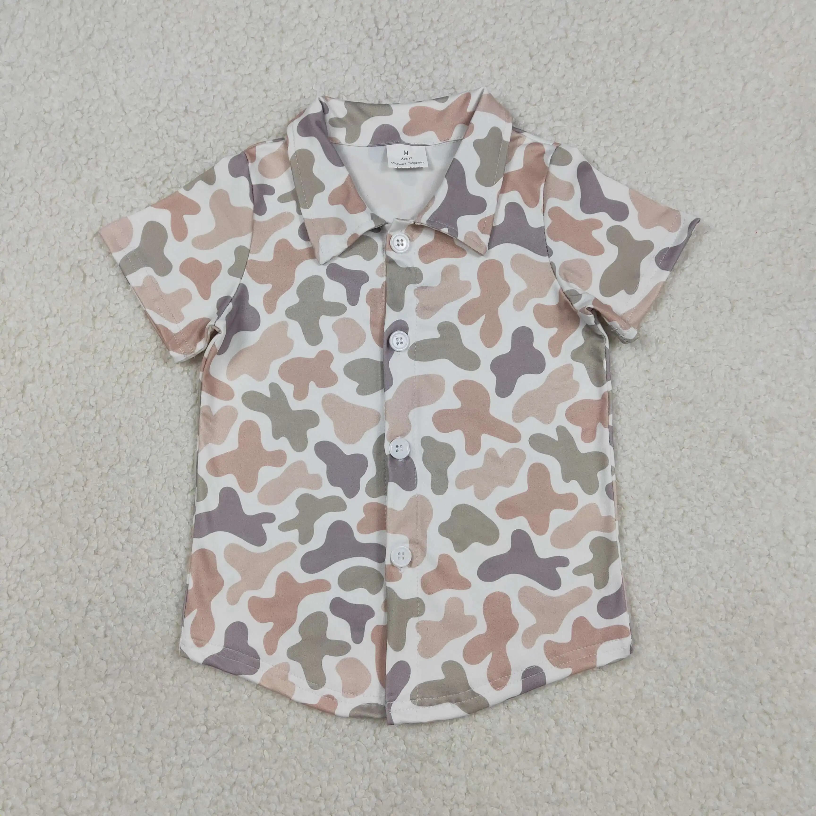 

z0107-17 BT1564 Wholesale Summer kids clothes boys camouflage button short sleeve top Boutique Children clothing