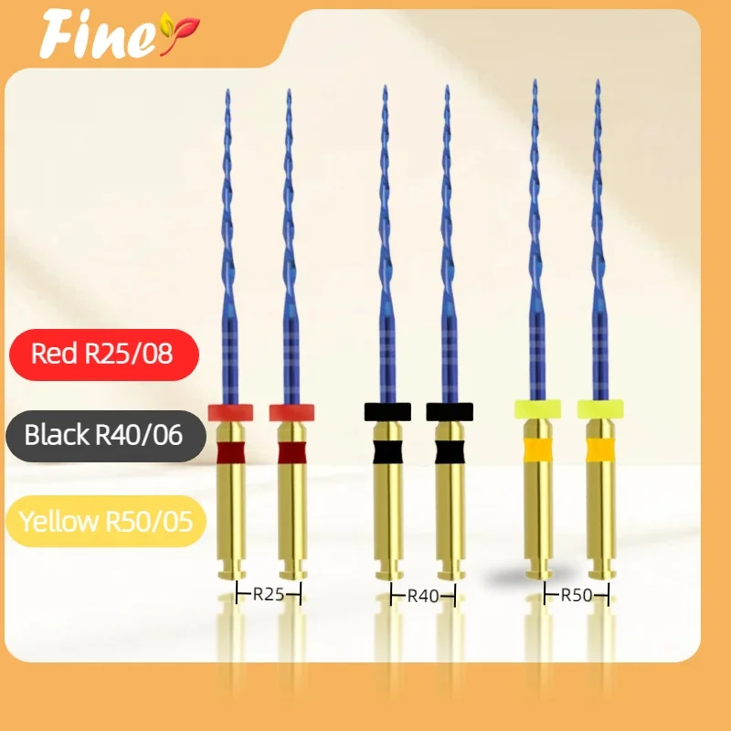 

Finer Dental Endodontic Files R25 R40 R50 Heat Activated Reciprocal Blue Endodontics Files Flexible Root Canal File Dentistry