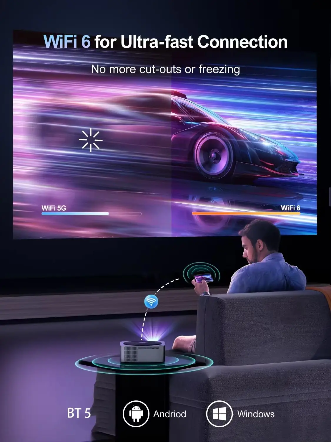 ULTIMEA Native 1080P Full HD Projektor LED 4K WiFi Projektor mit Autofokus PK DLP Video Smart Home Theater Projektor