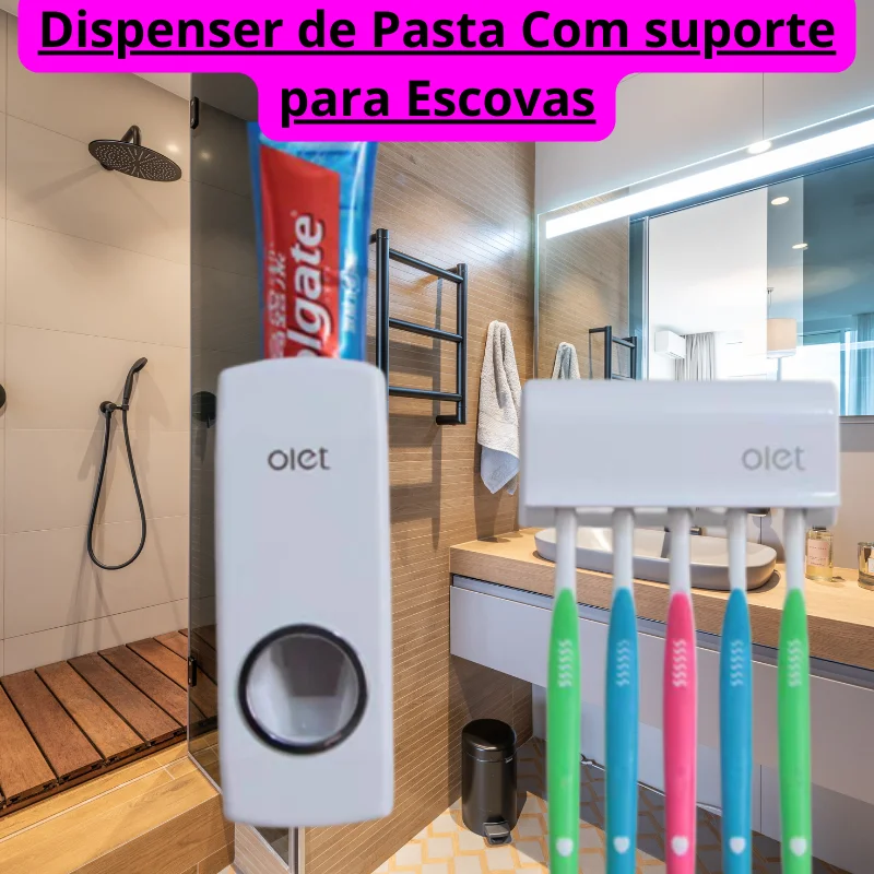 Dispenser para Pasta de Dente e Suporte para Escova de Dentes