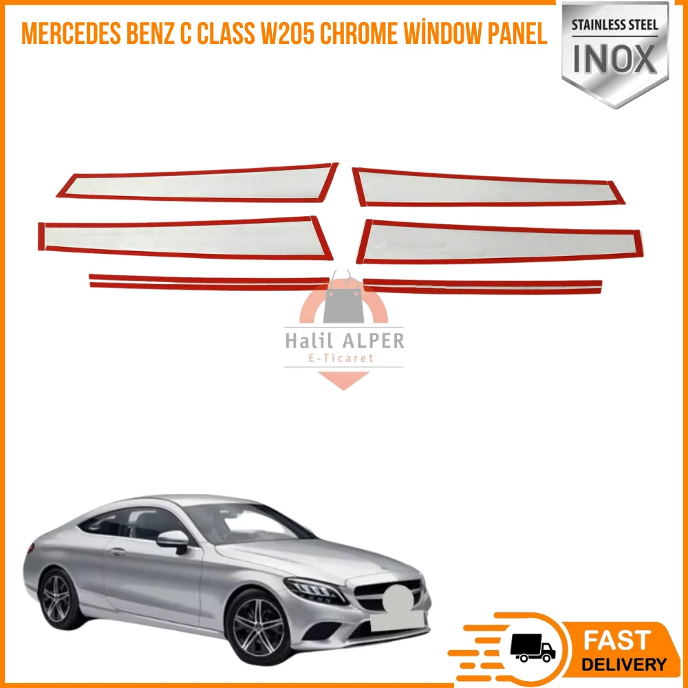 

For Mercedes Benz C class W205 Chrome window panel B-pillar door trim S. MB 2015-2021 6PCs affordable price high quality