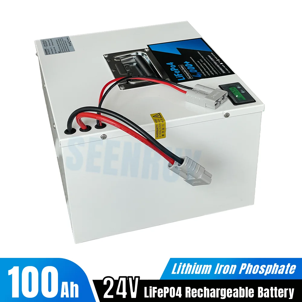 24V 100Ah LiFePO4 Battery Lithium Iron Phosphate Built-in BMS Optional Bluetooth for AGV Robot Solar Energy RV Floor Washer