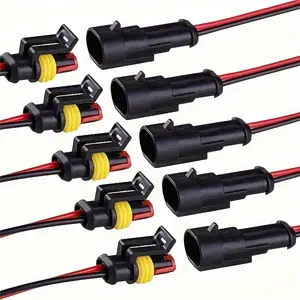 Bilashmart 10 2 Pin Way Electrical Wire Connector 18AWG Male Female Plug Socket Quick Disconnect Wire Connectors Car Truck