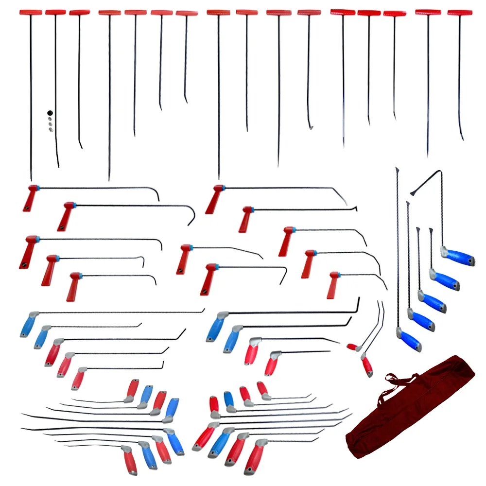 

Paintless Dent Repair Tools 60 Piece Dent Repair Spring Steel Rod Set Auto Car Body Damage Removal Swivel Arm Fix Kit