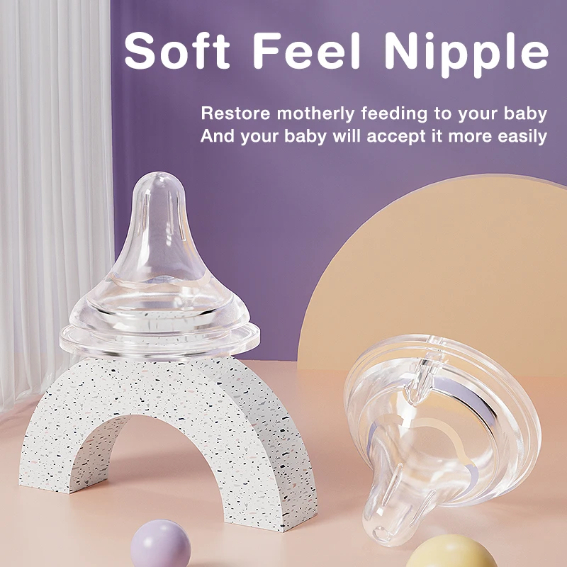 MAMIJOY 2PCS Baby Nipple Baby Pacifier Soft Liquid Silicone Baby Accessories Newborn S-Cross Hole L-Round Hole BPA FREE