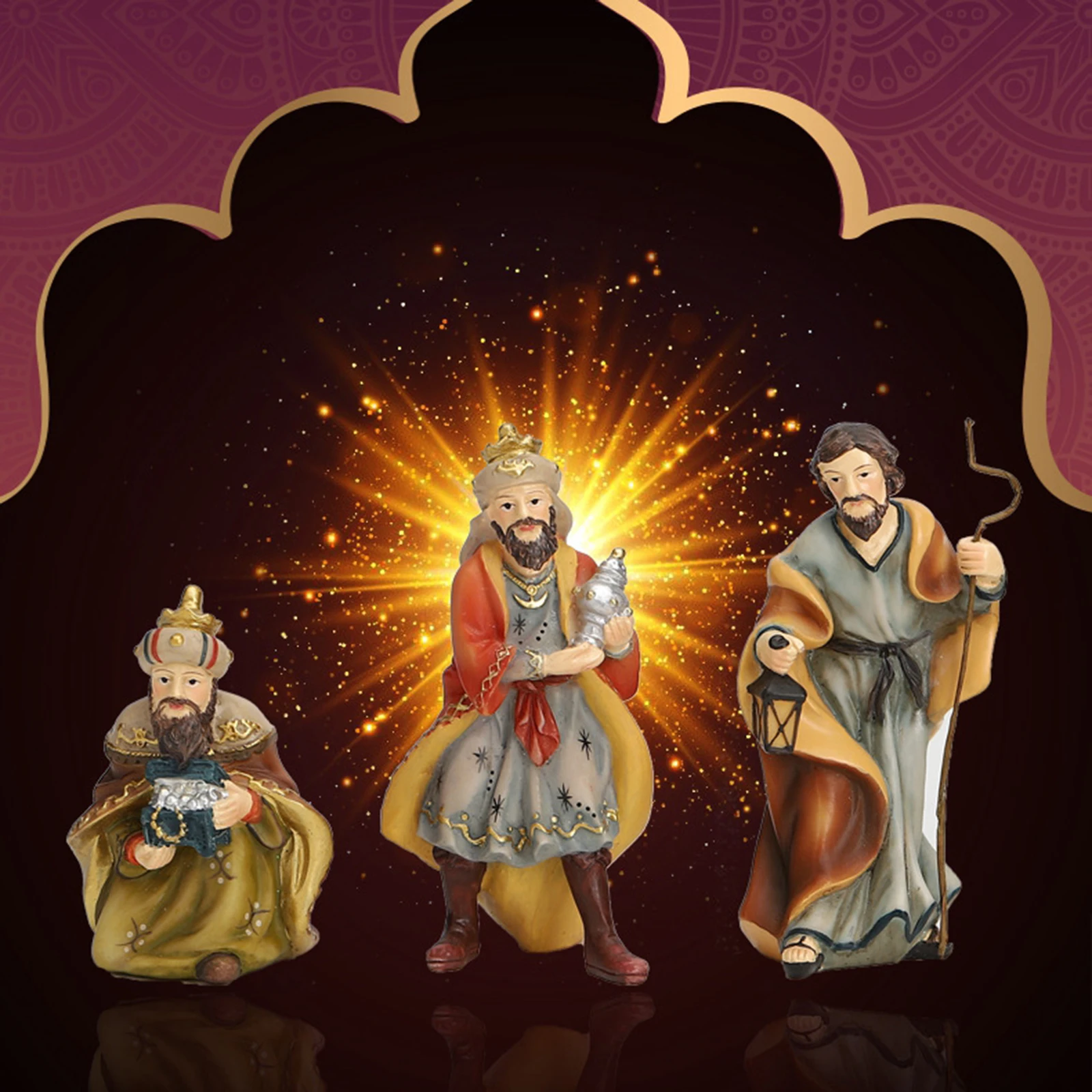 Resin Nativity Virgin Mary Sculpture Jesus Figurine Decorative Set, Home Tabletop Christmas Nativity Set Scene Statues Ornament