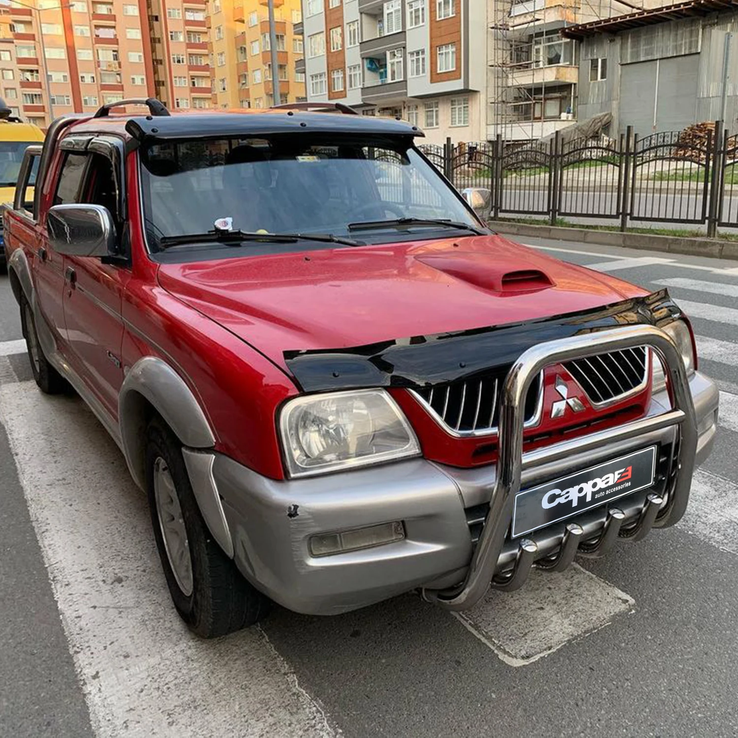 FOR Mitsubishi L200 Front Hood Protection Spoiler 1996 To 2006 Models Front Bug Shield Hood Deflector Guard Sporty Wings Auto