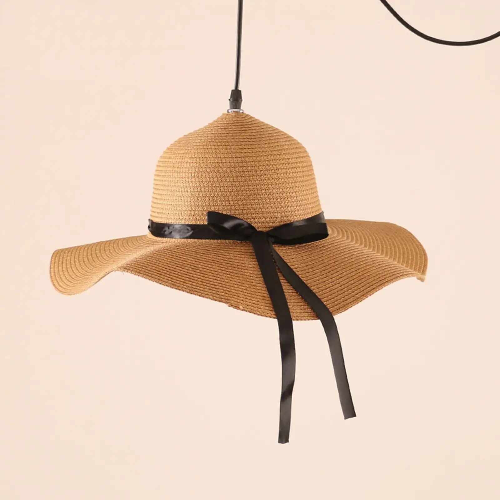 Straw Rope Lamp Shade Pendant Lampshade with Power Cord,Classic,Ceiling Light Bulb Cover,Light Fixture Shade for Office Hotel