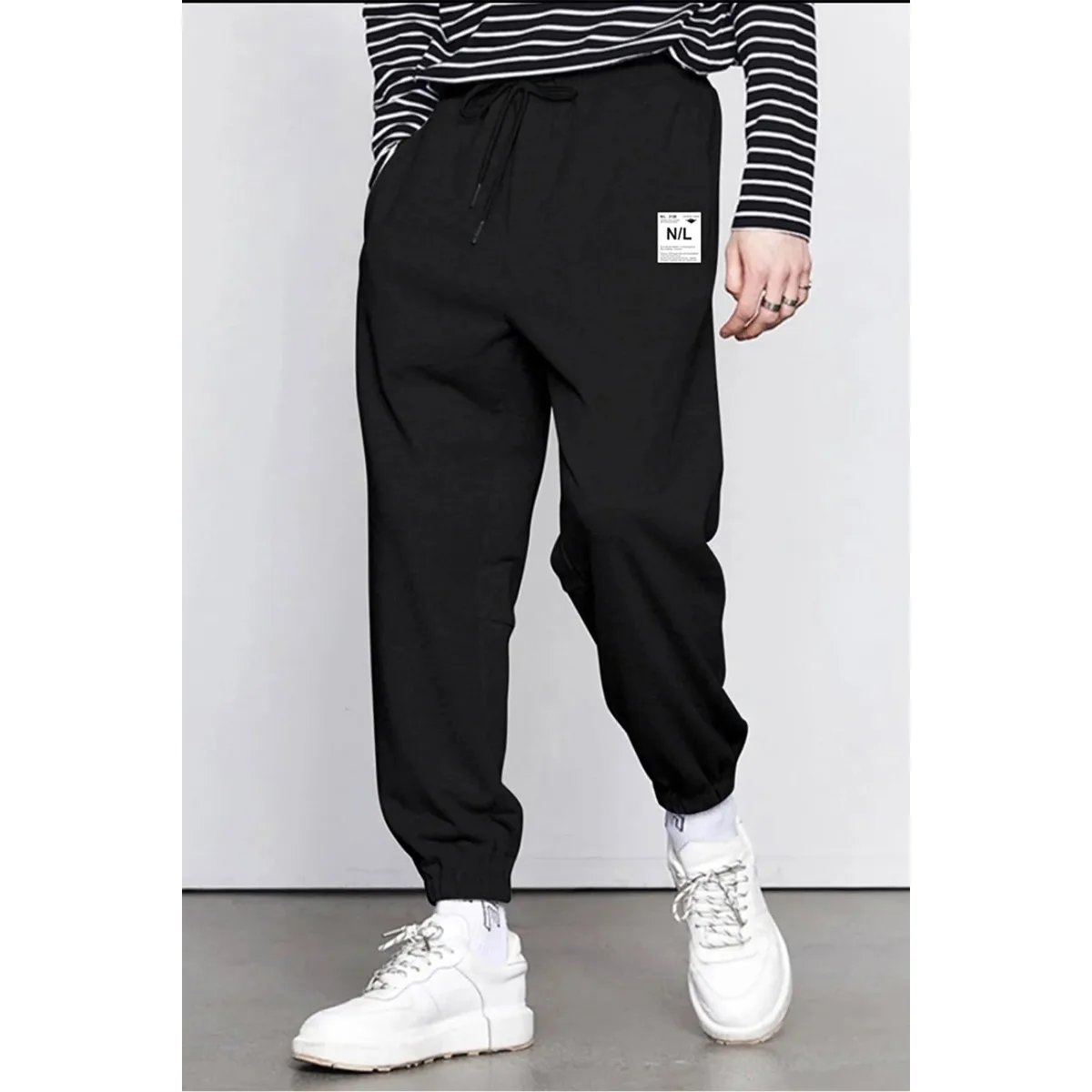 

Men's Black Oversize Cut Sweatpants Casual Trousers Cotton Casual Clothing New Season Street Fashion Sporty