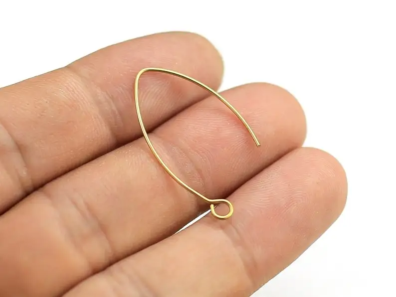 50pcs Brass ear wire, Earring hooks, Brass earring connector, 31.5x0.7mm, Brass findings, Jewelry making - R1806