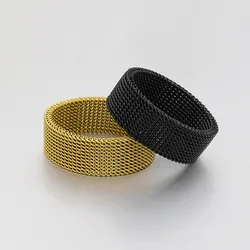 Men'S Stainless-Steel Rings Wholesale Geometric Mesh Wave Deformable Black Metal Rings For Dream Catchers Jewelry Accessories