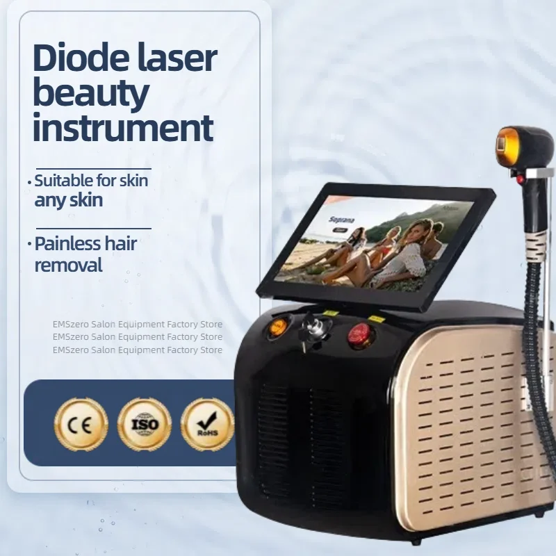 

Portable 808nm Diode Laser Hair Removal Machine Ice Titanium Cooling Head Painless Permanent Hair Removal Device CE Approved