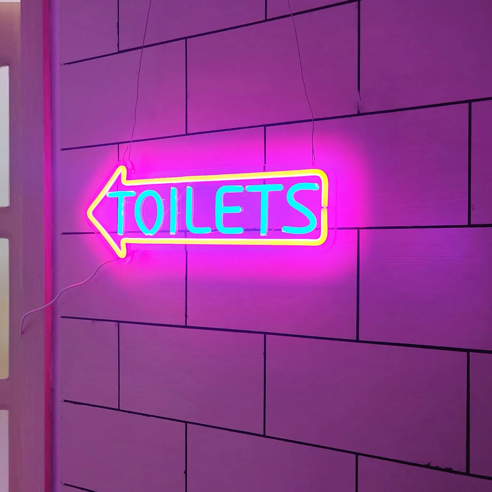 Toilets Entrance Arrow Neon Sign Washroom Left Right Directional Logo for Outside Party Bar Gaming Led Light Store Wall Signs