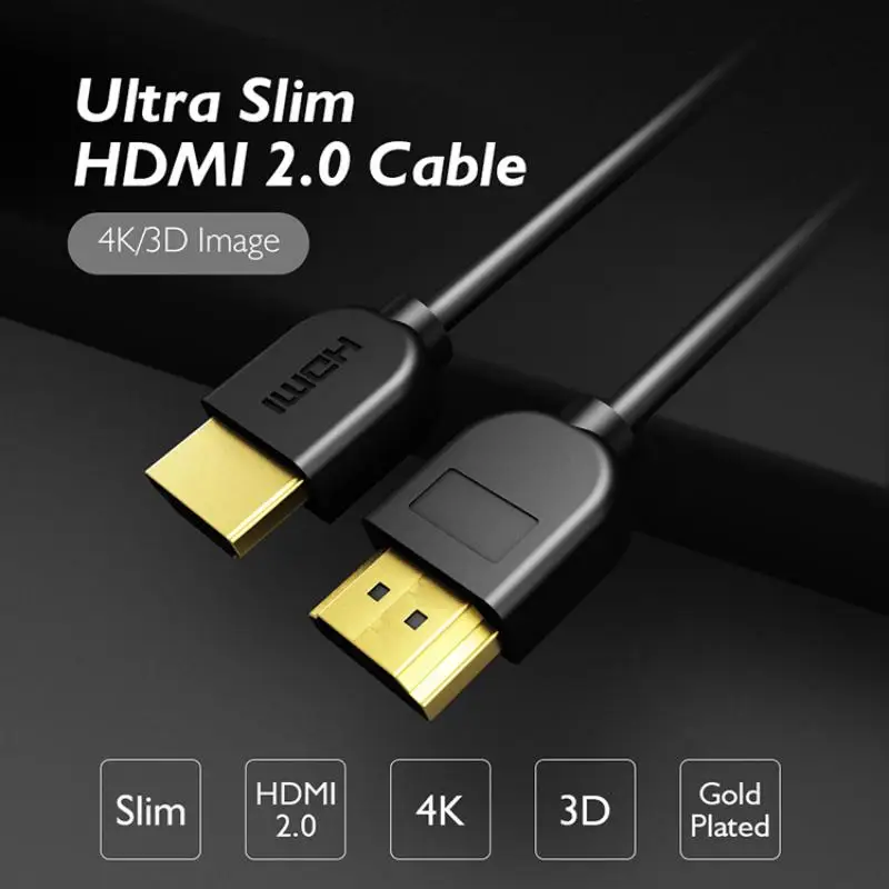 PCER HDMI Cable Wire Ultra Slim Gold-Plated 4K 3840*2160P Resolution Cable HDMI Thin 1.5M 3M Hdmi Cord Ultra HD 3D Image