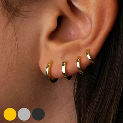 3-4 Pairs Minimalist Chic Invisible Huggie Gold Plated Copper Hoop Earrings for Women Simple Glossy Tiny Stackable Ear Jewelry