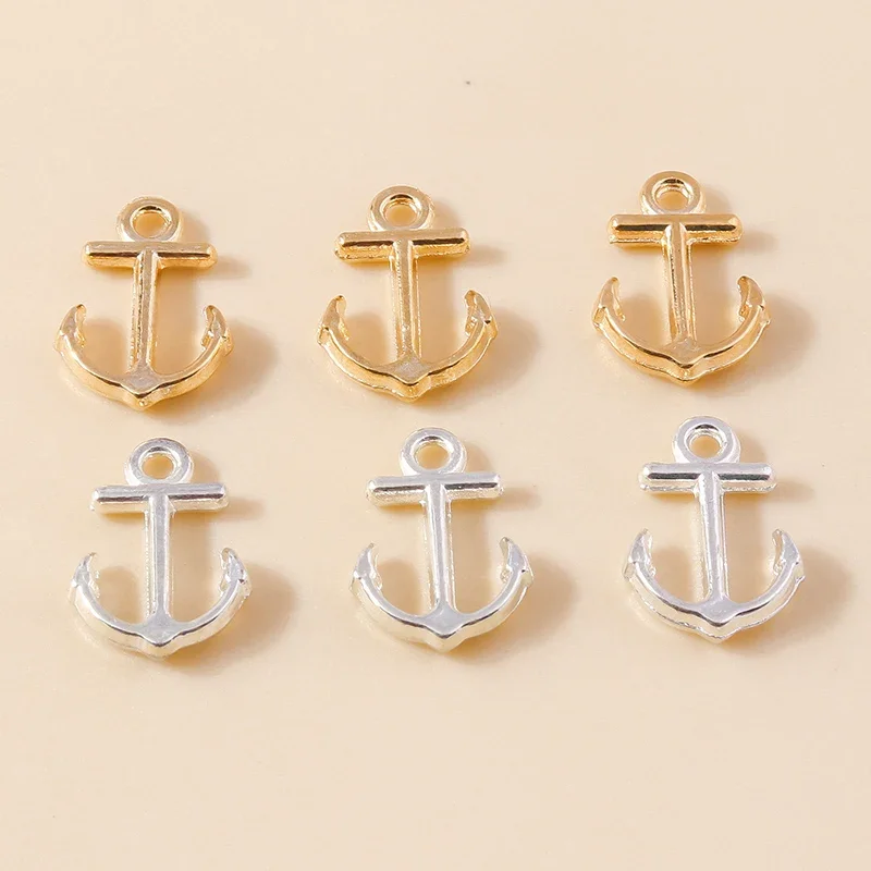 Leslie 40 sztuk 10x15mm złoty kolor mała kotwica Charms łódź żeglarstwo nawigacja Mini wisiorek materiały dla majsterkowiczów akcesoria do wyrobu biżuterii — zdjęcie 2