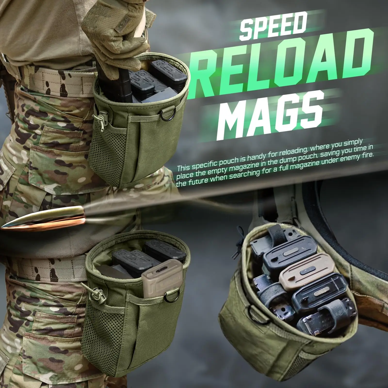 

Tactical MOLLE Dump Pouch,Multifunctional Magazine Recovery Pouch Drastring Ammo Bag Belt, for Outdoor Duty Belt Portable tools