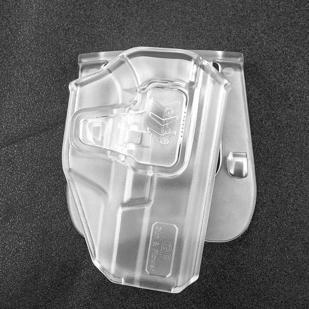 

Frosted Clear Glock 19 19X 32 45 23 (Gen 3 4 5) OWB Level II Retention Open Carry Holster Fully Trigger Guard