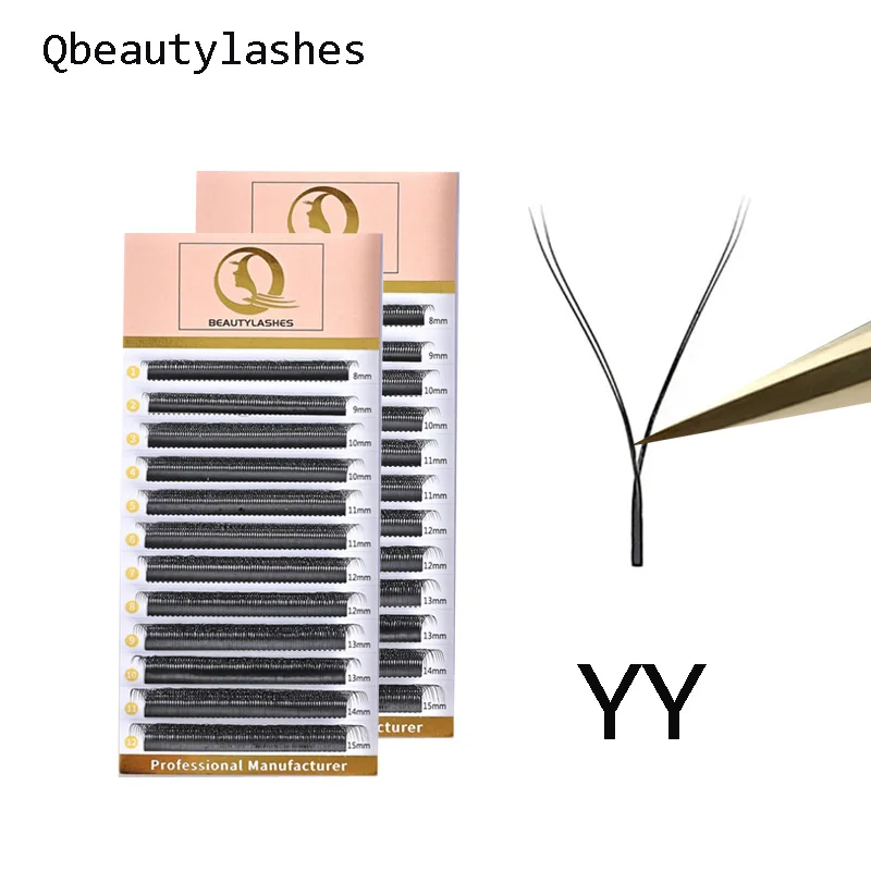 

Qbeautylashes YY Shape Fake eyelashes 8-15mm lashes 2D Natural Soft Brazilian Premade Volume Fan Eyelash Extensions