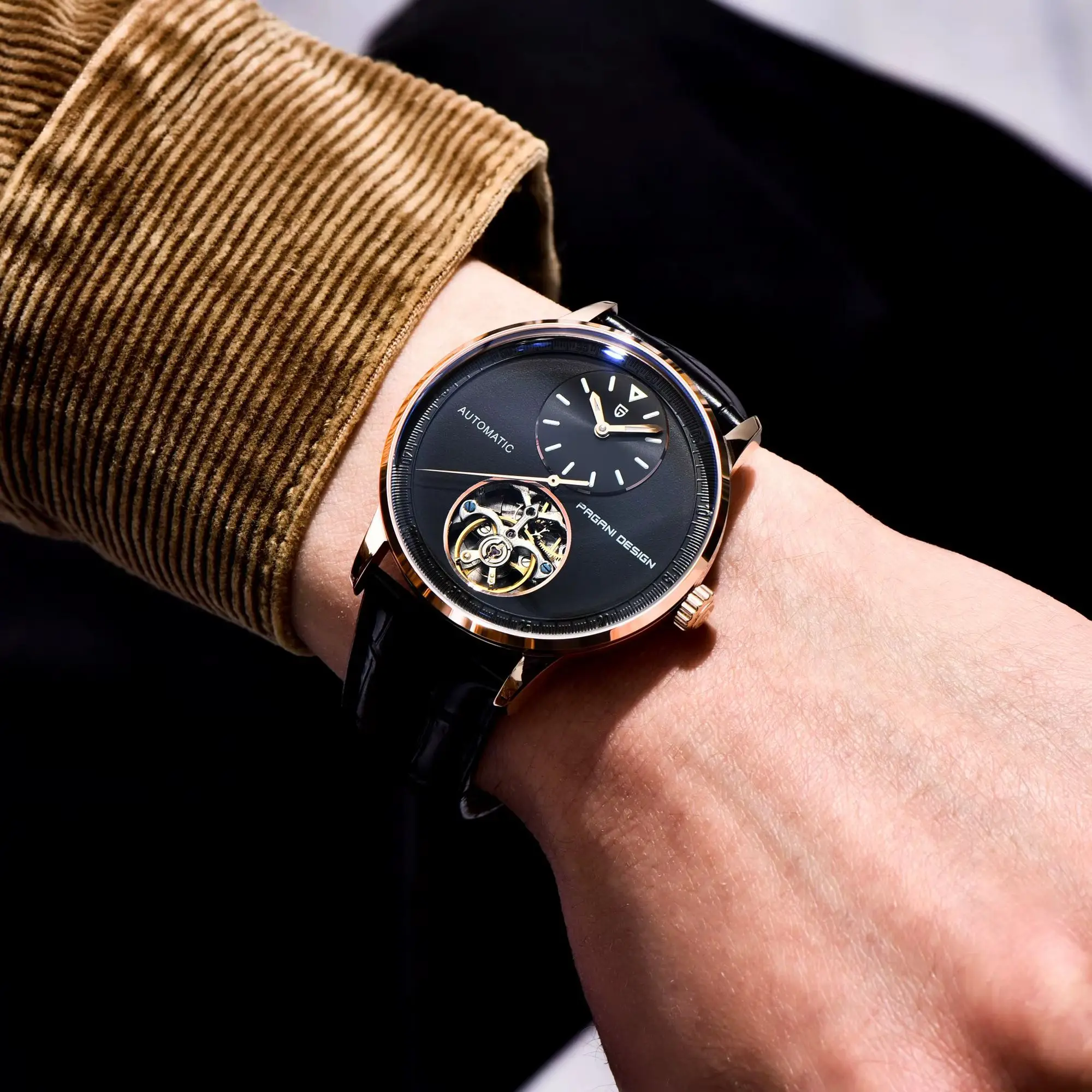 PAGANI DESIGN Affordable Luxury Men's Automatic Mechanical Watch Leather Strap Small Seconds Sub-Dial Watch Premium Gift Choice