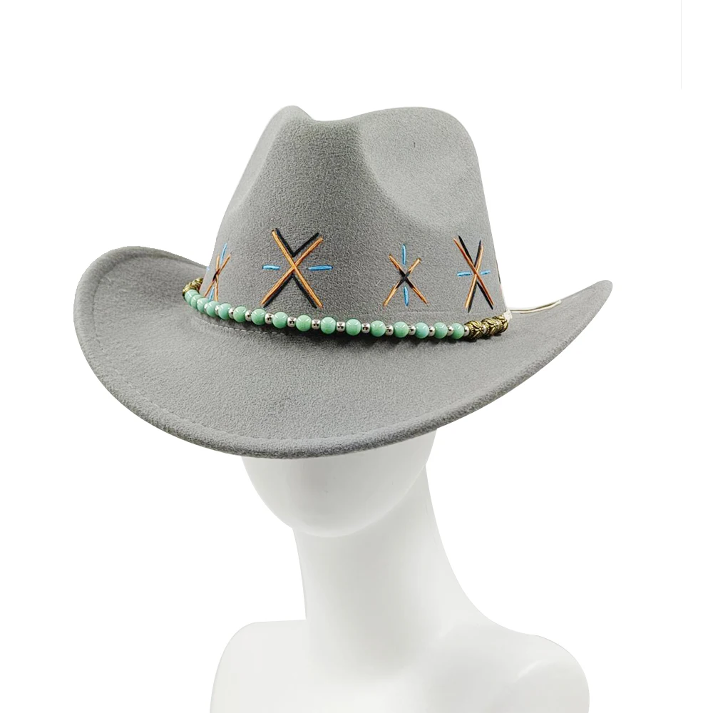 

Ковбойская шляпа Cowboyhat ручной работы с вышивкой в западном стиле Аксессуары Украшение Классическая широкая баскетбольная Мужская и женская фетровая шляпа