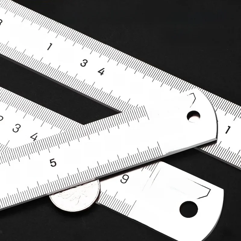 Règle droite en acier inoxydable 20/30cm, fournitures de dessin, outil de Percision manuel Portable, fournitures scolaires