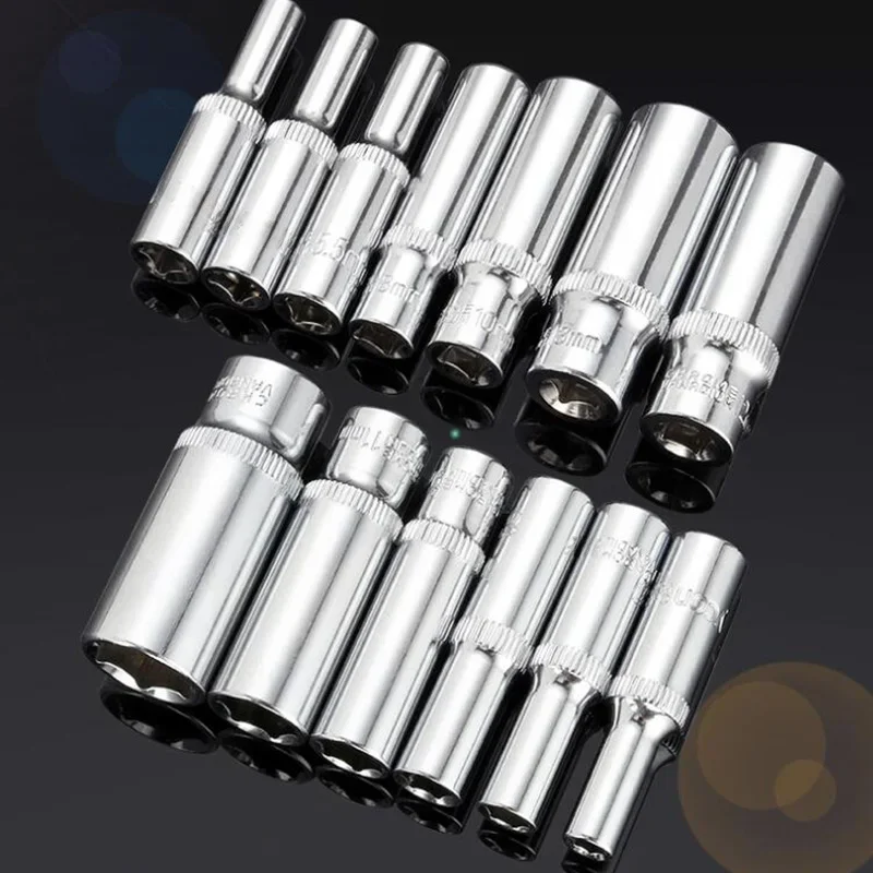 Jeu de douilles à impact profond à 6 points, entraînement 1/4, longue portée, Crv 4mm, 6mm, 7mm, 8mm, 9mm, 10mm, 11mm, 12mm, 13mm, 14mm