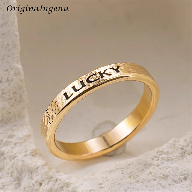 Handmade Custom Letters Ring Hammered 14K Gold Filled Ring Band Ring Minimalism Jewelry Ring Dainty Tarnish Resistant Jewelry