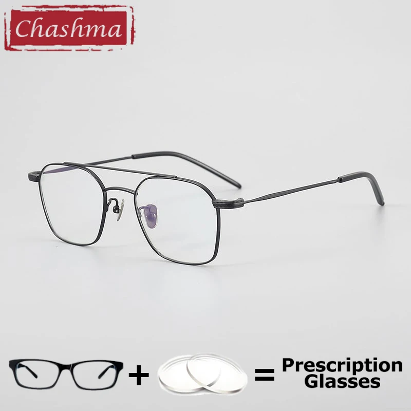 Chashma Men Pure Titanium Ultra Elegant Lightweight Flexible Prescription Ready Eyeglasses Big Bridge 20mm Spectacle Eyewear