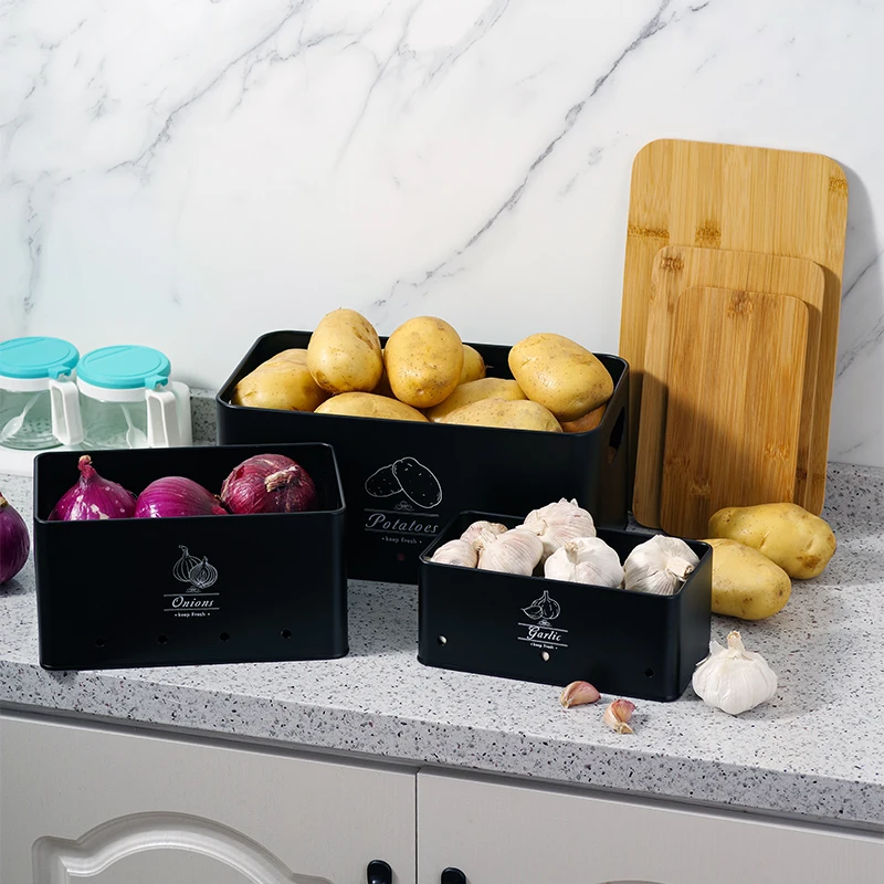 صندوق تخزين البطاطس، صندوق العرض 3 مجموعات، تخزين المطبخ للبطاطس والبصل والثوم، يمنح طازجًا أطولًا