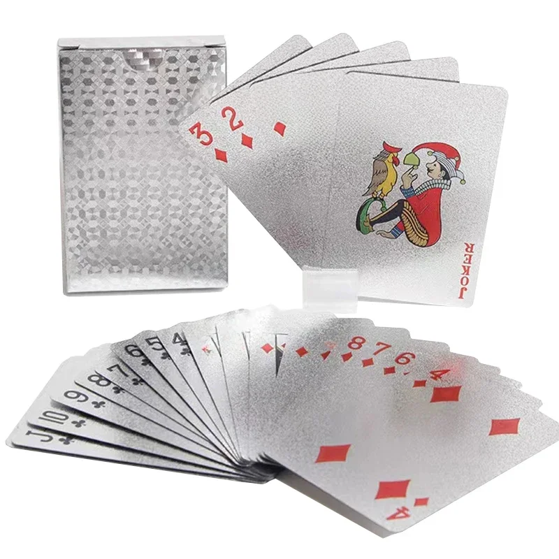 Silber Poker Spielkarten Brettspiele Kind Kinder Spielzeug PVC Kinder Spielzeug wasserdicht Deck