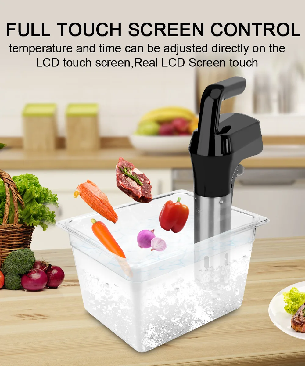 1100 واط Sous Vide طباخ LCD اللمس الغمر المروج الطبخ الدقيق IPX7 طباخ مفرغ مقاوم للماء مع شاشة ديجيتال