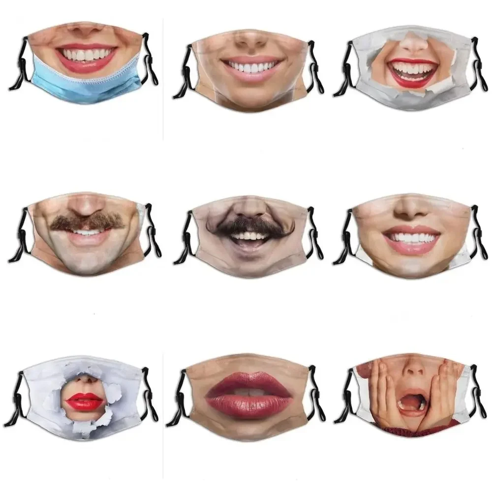 AliExpress UK okdeals Facial Expression 3D Three-dimensional Mask Personality Printed Funny Printed Mask Cotton Imitation Party Cosplay Mask Gifts