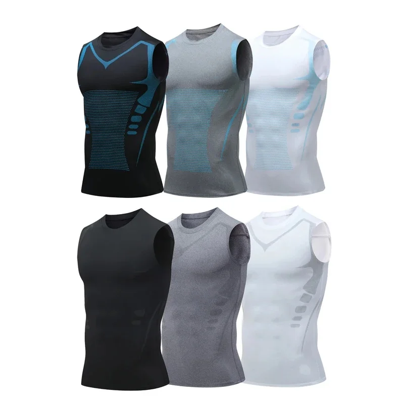 Compressietanktop voor heren Gymshirt voor heren Mouwloos Sneldrogend Sportkleding Mannelijke Fitness Bodybuilding Vest Workout Spiertop - afbeelding 2