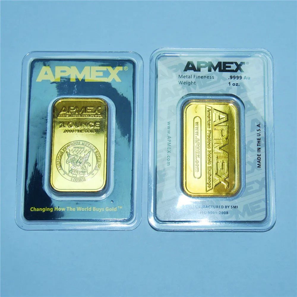 

1 oz APMEX Gold Bar High Quality Gold plated Apmex Bullion Non-Magnetic Silver Bar Hot Selling Business Gift Sealed Container