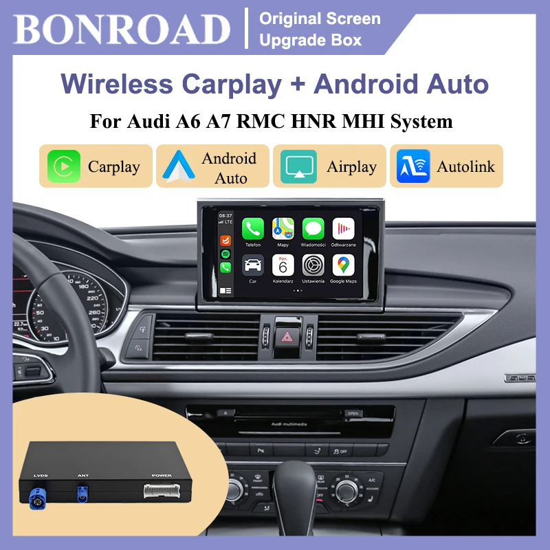 Kit di retrofit per interfaccia Android Auto e modulo Carplay wireless per Audi A6 A7 2012-2018, sistema RMC/HNR/MHI, Airplay, Autolink, Mirror Link, adattatore intelligente