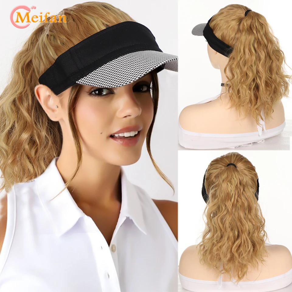 

MEIFAN Synthetic Natural Fake Hair Ponytail Extension Wig wiht Hat Travel Beach Shade Baseball Cap All-in-one Easy Wear Hat Wig