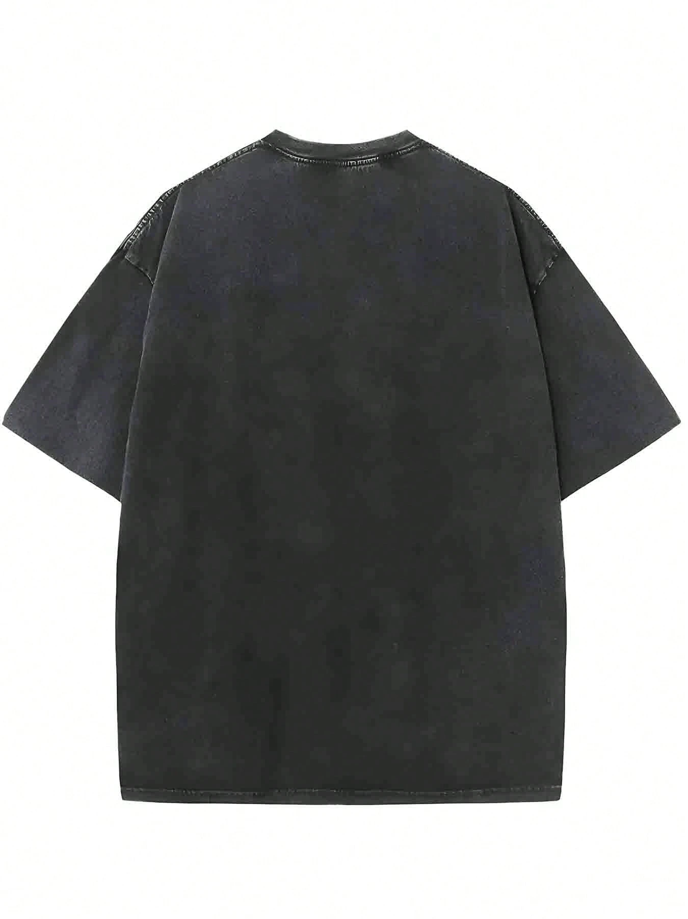 1 Piece, Washed Printed T-Shirt 230g, Interesting Multi-Color Stars, High-Quality Wax Printed Cotton Retro Fashion Brand T-Shirt, Suitable For Summer T-Shirt With A Certain Thickness, Holiday Gift