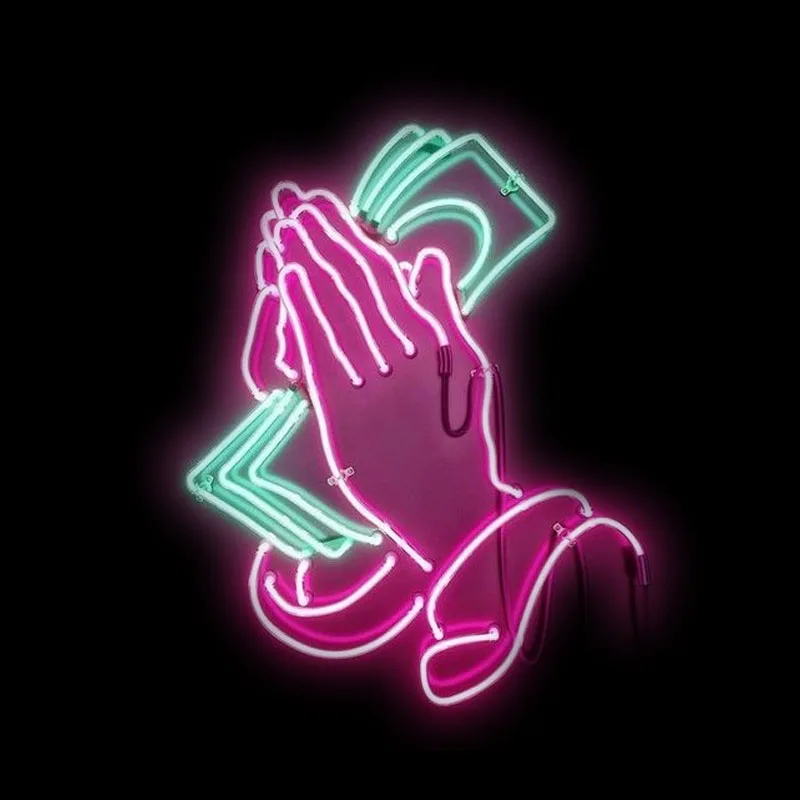 Praying Hands Neon Sign Light Neon Fashion CASH Glass Tube Neon Tube Bank light Room Decor Neon Idea Interior Neon Light Anime