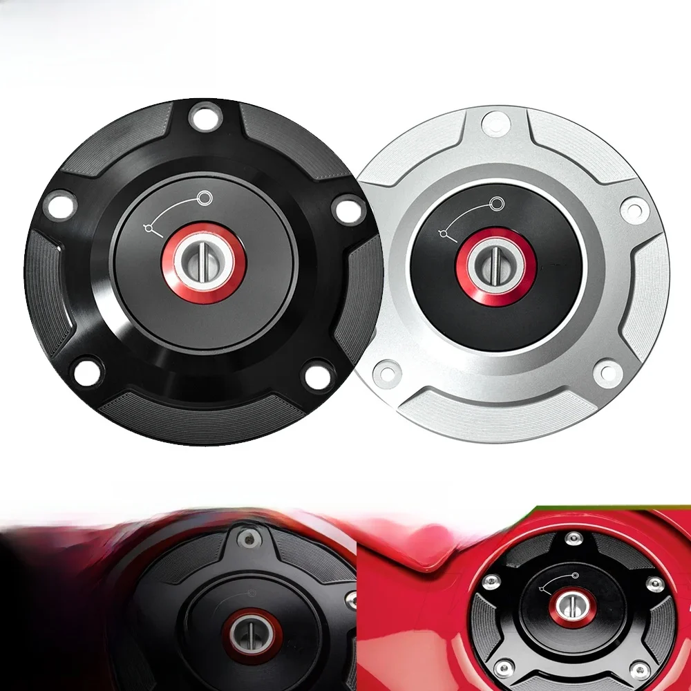 Do Aprilia RSV4 / Tuono V4 1100 FACTORY RR/RF 2015-2023 Motocykl CNC Billet Korek zbiornika paliwa z kluczem Antykradzieżowe osłony oleju napędowego — 2