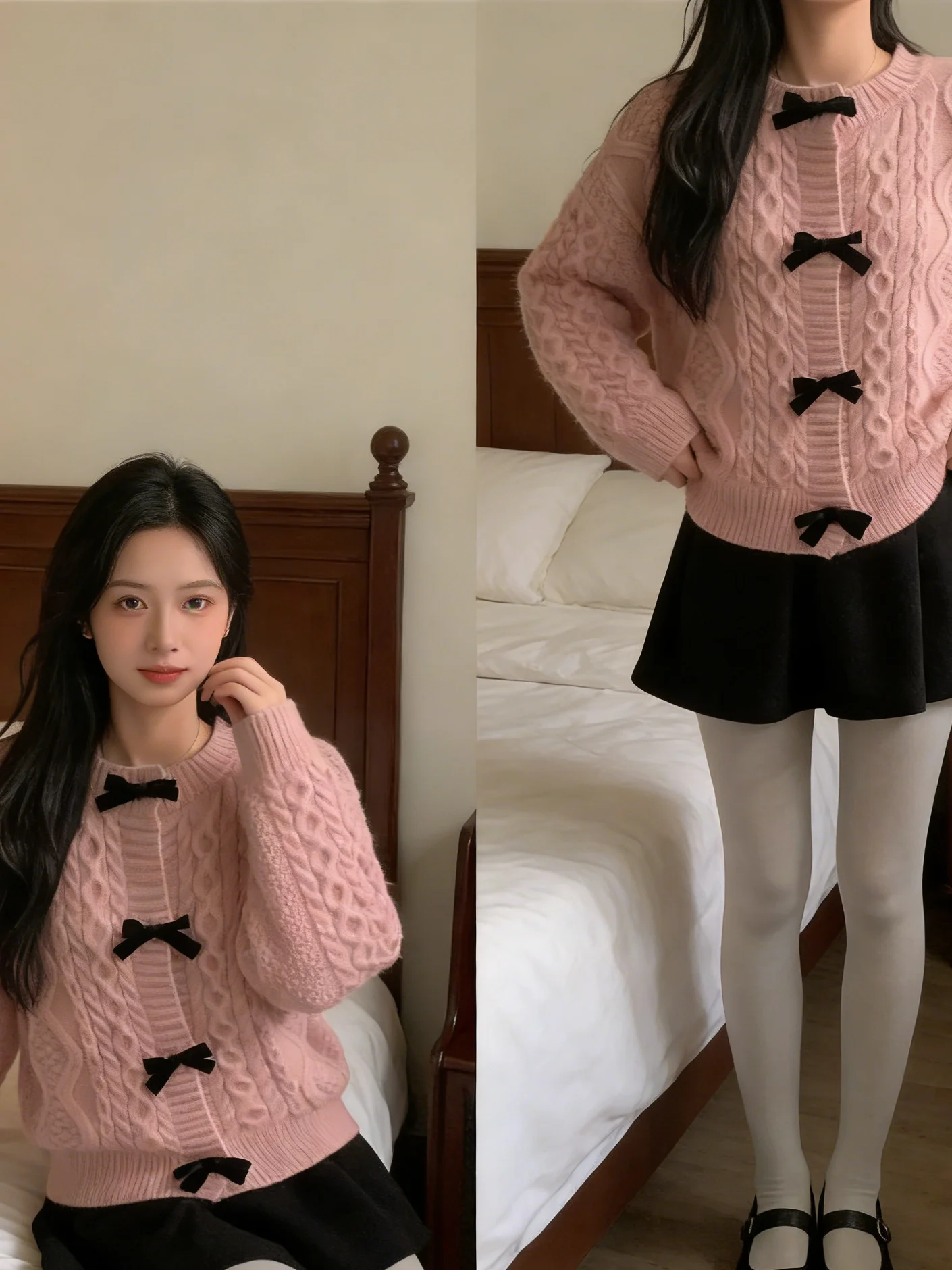 

Women's 2026 Spring and Autumn Bow Sweater Cardigan New Retro Casual Knitted Jacket Top