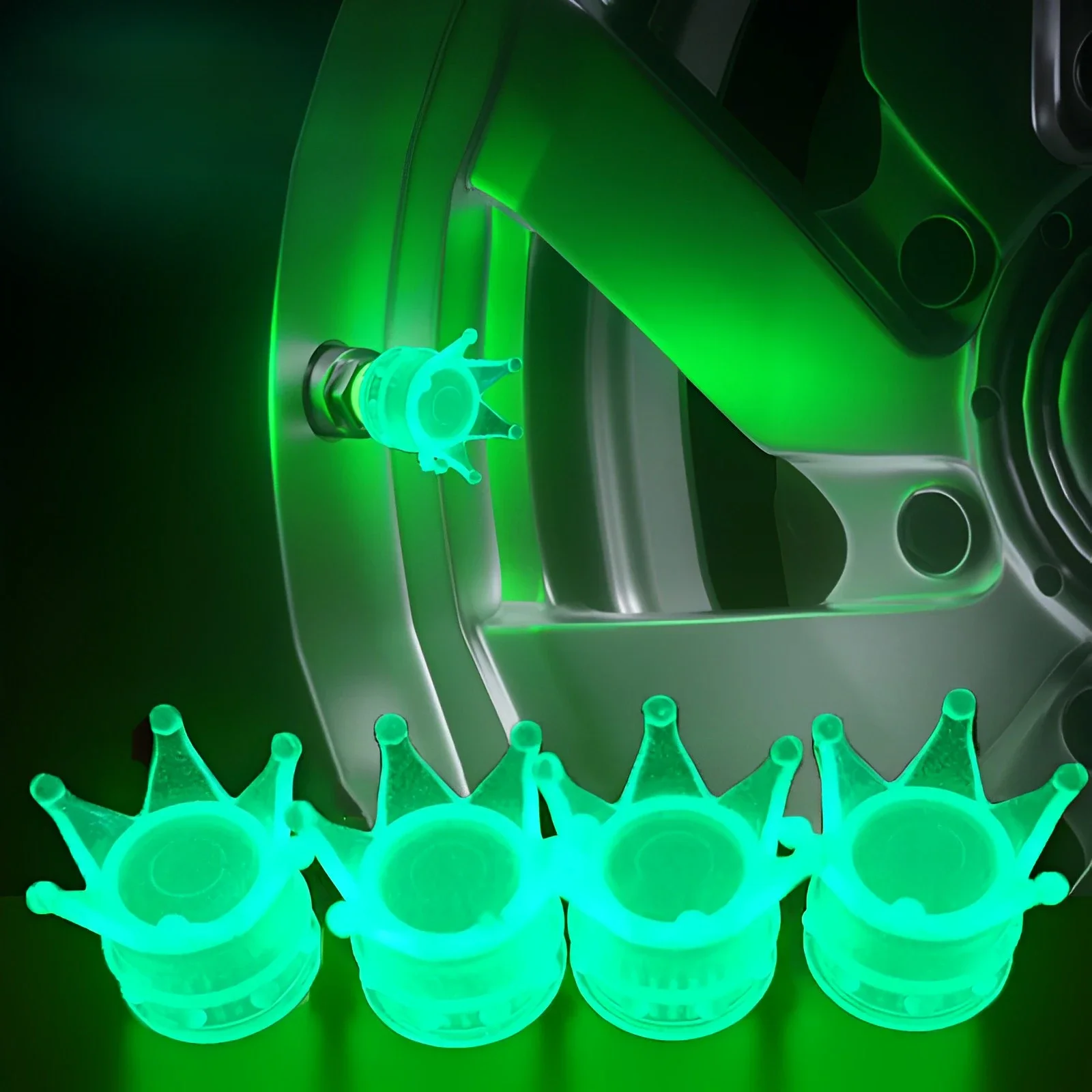 AliExpress Luminous Crown Shape Wheel Tire Valve Cover Car Motorcycle Bike Tire Dust Valve Fluorescent Cap Car