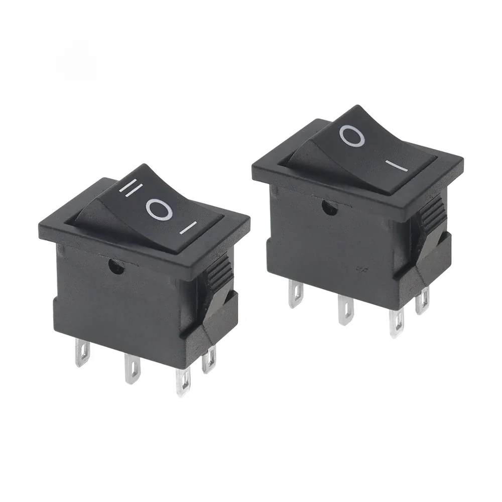 10 SZTUK 6A/250V 10A/125V 6-pinowy 21*15 mm 2-pozycyjny 3-pozycyjny przełącznik kołyskowy łodzi włącznik wyłącznik KCD1 czarny 21x15mm AC — zdjęcie 2