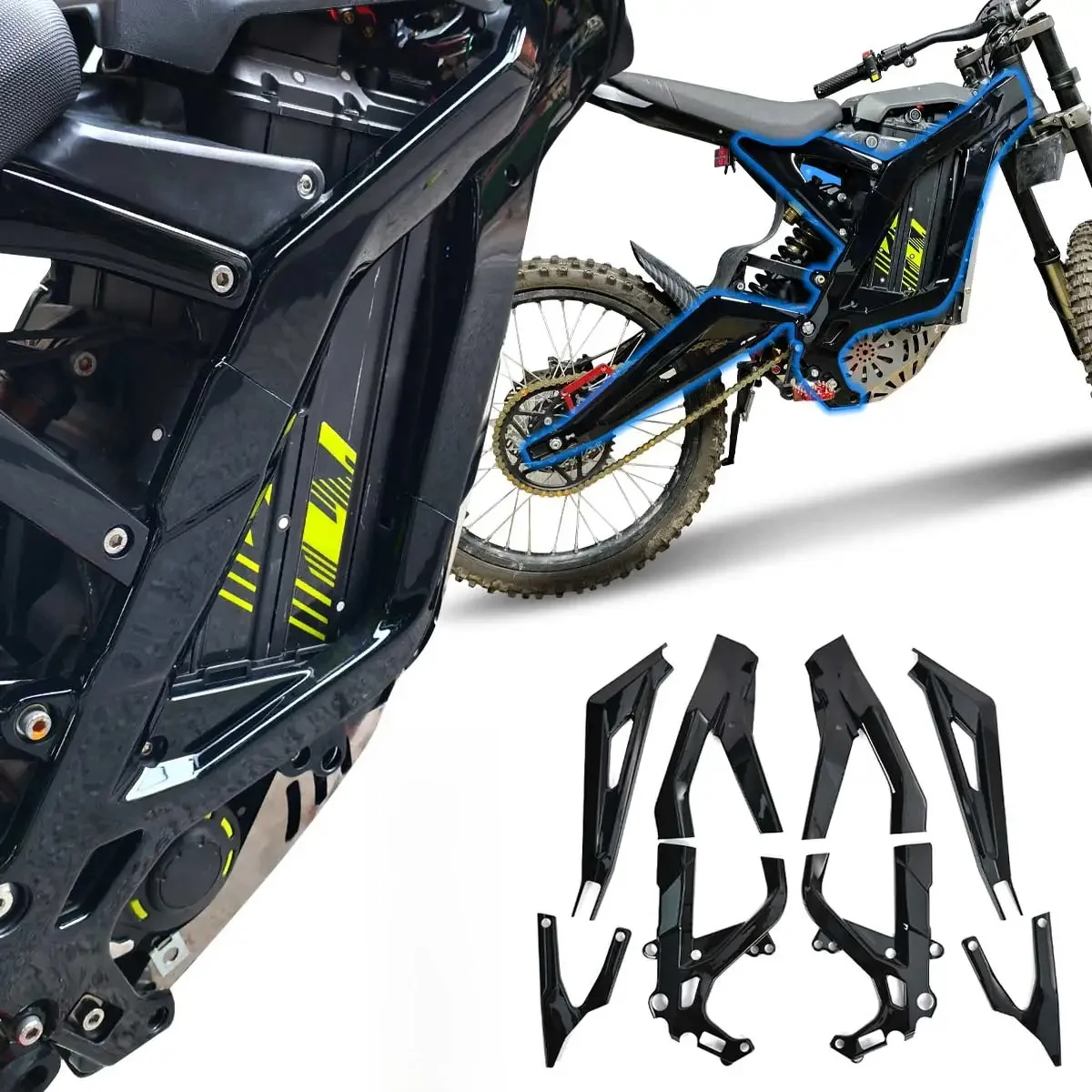 Dla Sur Ron Light Bee X LBX Segway X260 X160 ABS Osłony ramy Ochrona ciała Dekoracyjna osłona Motocykle Naklejka Osłona CZĘŚCI — zdjęcie 2