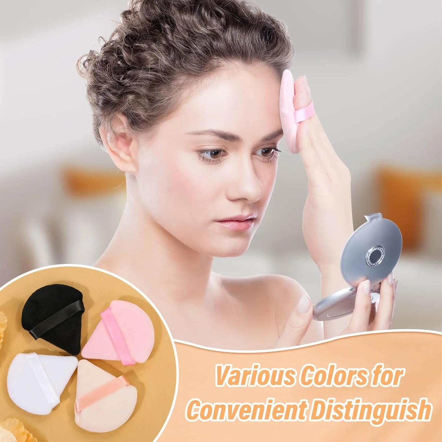 Triangular Powder Puff, Cotton Material, Compact Size, Smooth Makeup Application & Less Powder Absorption