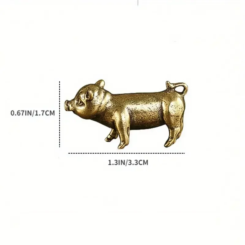 Schweinefigur aus Messing zum Sammeln, niedliche Tierskulptur aus Metall für die Tischdekoration – Detail 2