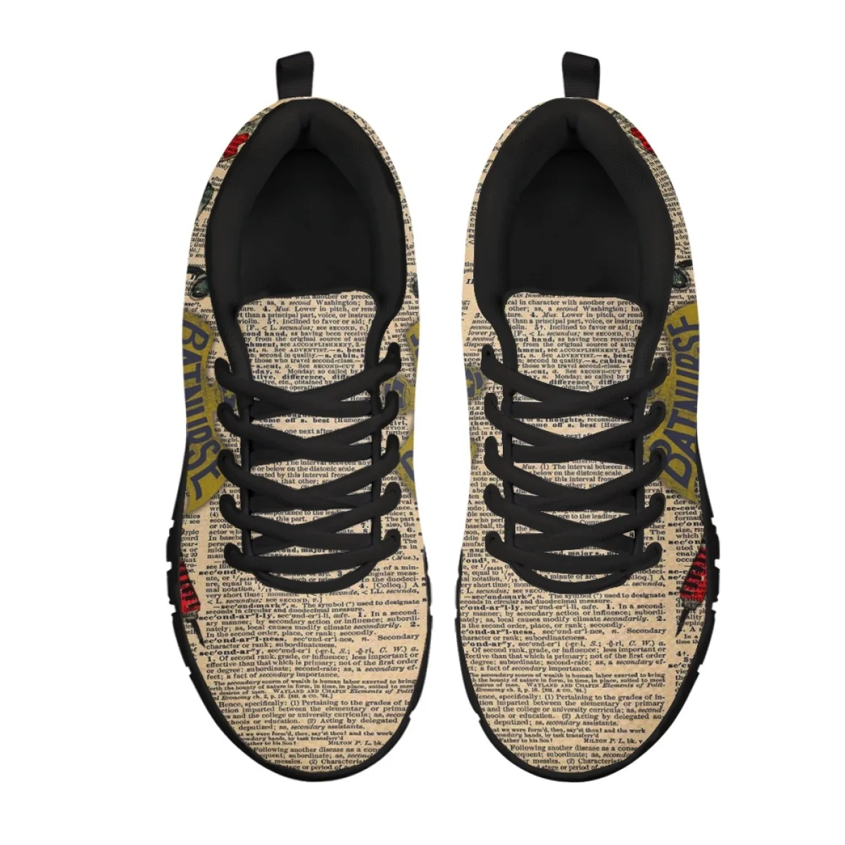 INSTANTARTS Old Newspaper Nurse Design Flat Shoes for Women Wear-Resistant Running Sneakers Ladies Nurse Shoes Casual Zapatos