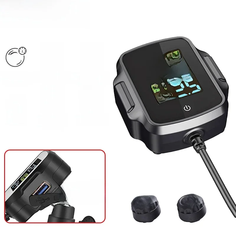Moto TPMS avec QC 3.0 charge rapide sortie USB système de surveillance de la pression des pneus de moto système d'alarme de température des pneus