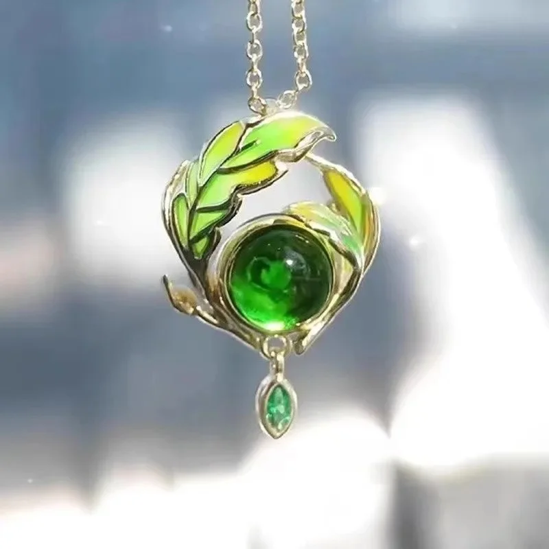 Genshin Impact – collier avec pendentif œil d'herbe dispersée, pendentif périphérique de jeu animé, haute beauté, pour femme